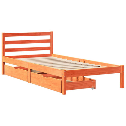 Bed Frame without Mattress Wax Brown 75x190 cm Small Single Solid Wood Pine