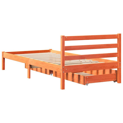 Bed Frame without Mattress Wax Brown 75x190 cm Small Single Solid Wood Pine