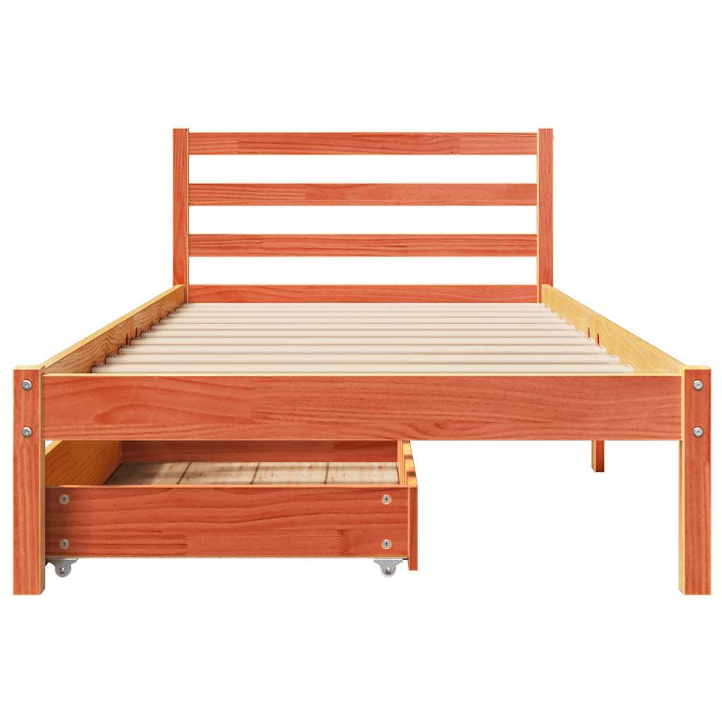 Bed Frame without Mattress Wax Brown 90x190 cm Single Solid Wood Pine