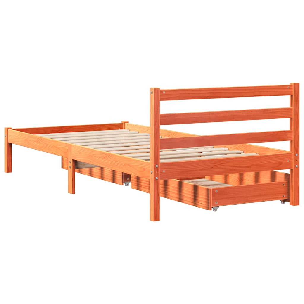 Bed Frame without Mattress Wax Brown 90x190 cm Single Solid Wood Pine