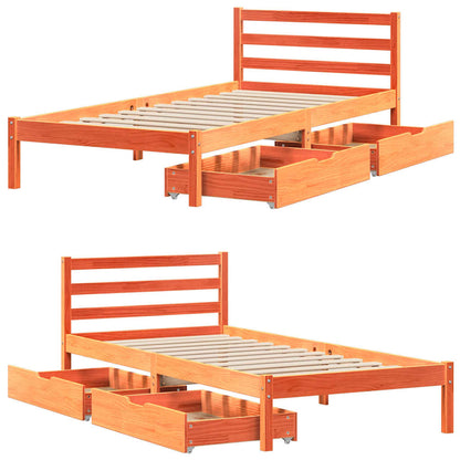 Bed Frame without Mattress Wax Brown 90x190 cm Single Solid Wood Pine