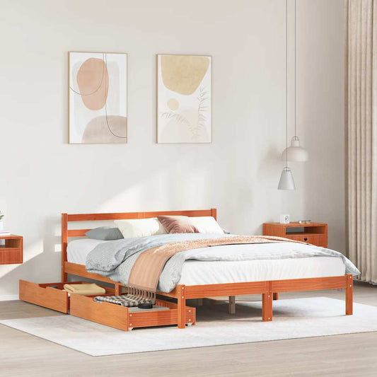 Bed Frame without Mattress Wax Brown 120x190 cm Small Double Solid Wood Pine
