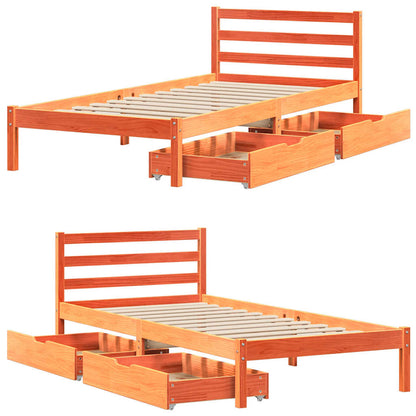 Bed Frame without Mattress Wax Brown 100x200 cm Solid Wood Pine