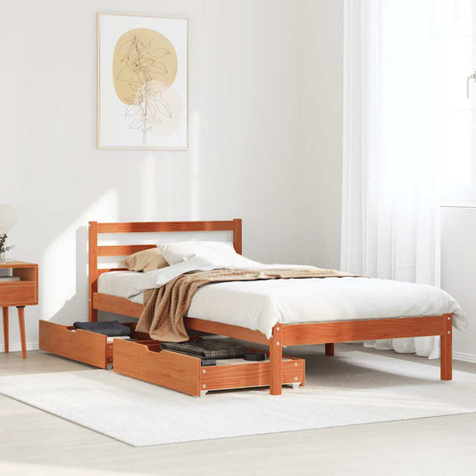 Bed Frame without Mattress Wax Brown 100x200 cm Solid Wood Pine