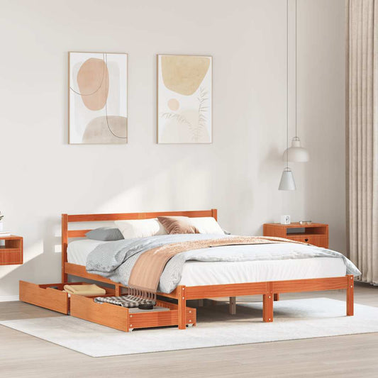 Bed Frame without Mattress Wax Brown 120x200 cm Solid Wood Pine