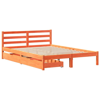 Bed Frame without Mattress Wax Brown 140x200 cm Solid Wood Pine