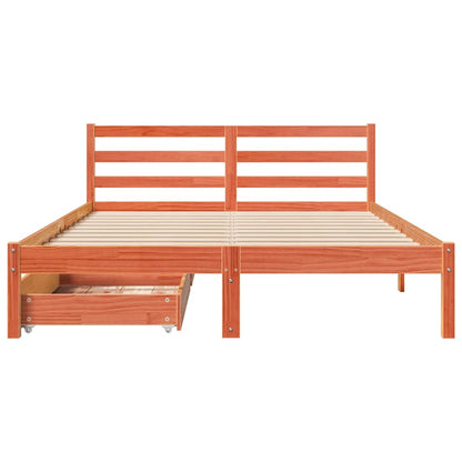 Bed Frame without Mattress Wax Brown 140x200 cm Solid Wood Pine