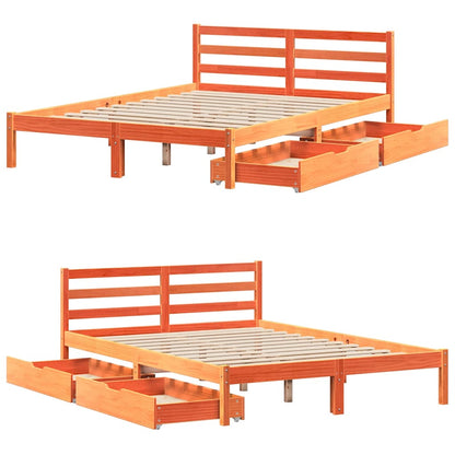Bed Frame without Mattress Wax Brown 140x200 cm Solid Wood Pine
