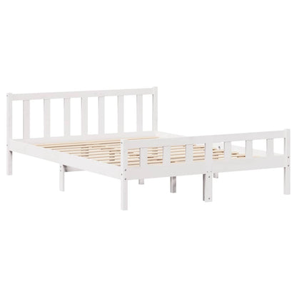 Bed Frame without Mattress White 150x200 cm King Size Solid Wood Pine