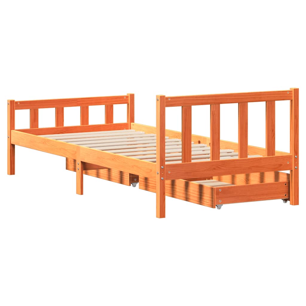Bed Frame without Mattress Wax Brown 75x190 cm Small Single Solid Wood Pine