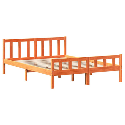 Bed Frame without Mattress Wax Brown 150x200 cm King Size Solid Wood Pine