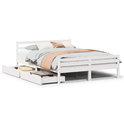 Bed Frame without Mattress White 135x190 cm Double Solid Wood Pine