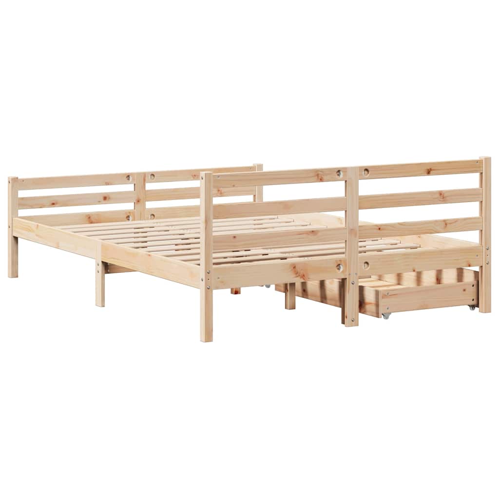 Bed Frame without Mattress 140x200 cm Solid Wood Pine