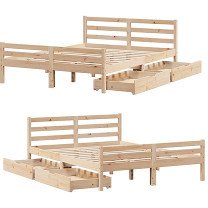 Bed Frame without Mattress 140x200 cm Solid Wood Pine