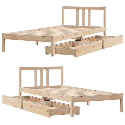 Bed Frame without Mattress 75x190 cm Small Single Solid Wood Pine