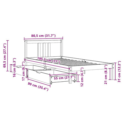 Bed Frame without Mattress 75x190 cm Small Single Solid Wood Pine
