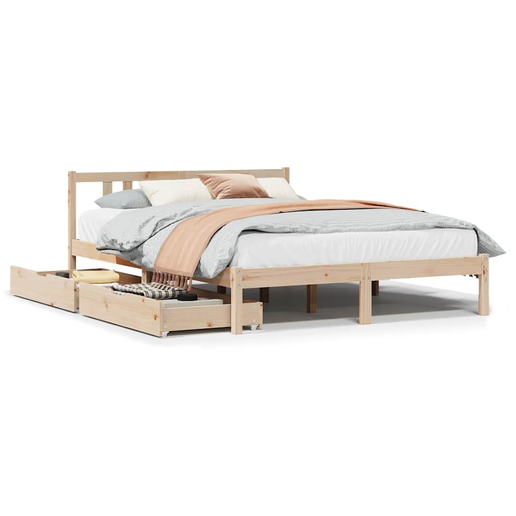 Bed Frame without Mattress 135x190 cm Double Solid Wood Pine