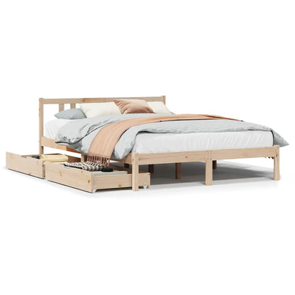 Bed Frame without Mattress 135x190 cm Double Solid Wood Pine