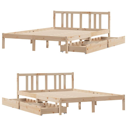 Bed Frame without Mattress 135x190 cm Double Solid Wood Pine