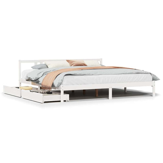 Bed Frame without Mattress White 200x200 cm Solid Wood Pine
