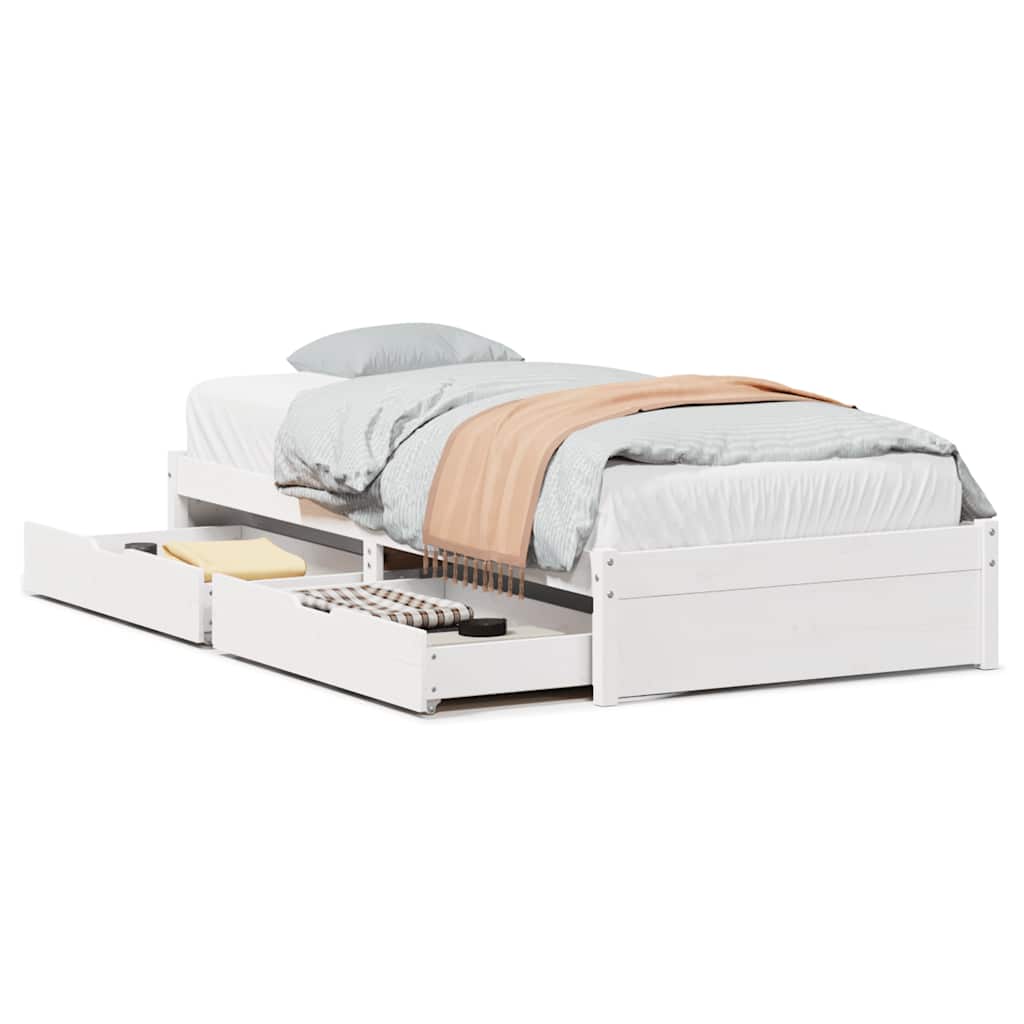Bed Frame without Mattress White 75x190 cm Small Single Solid Wood Pine