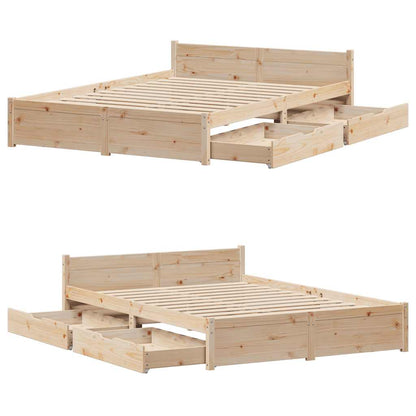 Bed Frame without Mattress 135x190 cm Double Solid Wood Pine