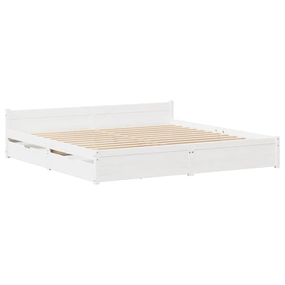 Bed Frame without Mattress White 135x190 cm Double Solid Wood Pine