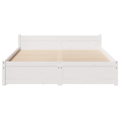 Bed Frame without Mattress White 135x190 cm Double Solid Wood Pine