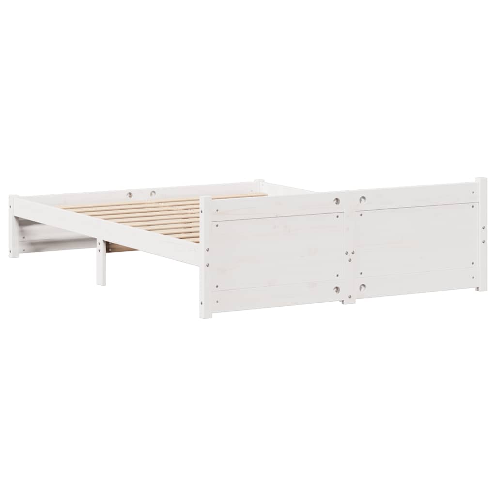 Bed Frame without Mattress White 150x200 cm King Size Solid Wood Pine