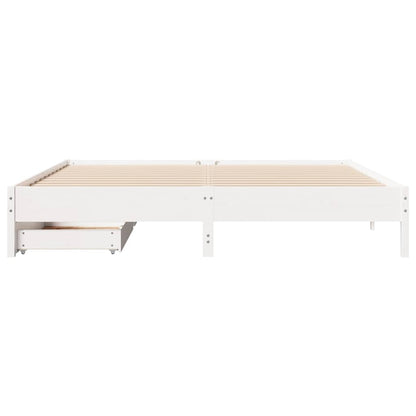 Bed Frame without Mattress White 200x200 cm Solid Wood Pine