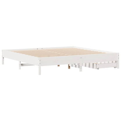 Bed Frame without Mattress White 200x200 cm Solid Wood Pine