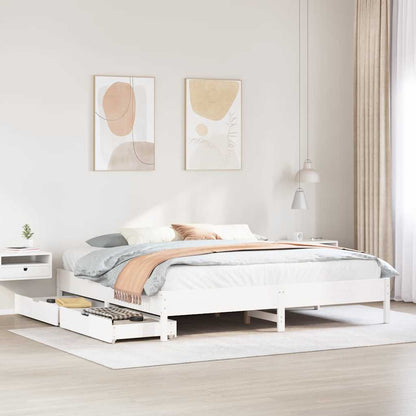 Bed Frame without Mattress White 200x200 cm Solid Wood Pine