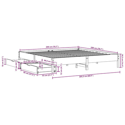 Bed Frame without Mattress Wax Brown 200x200 cm Solid Wood Pine