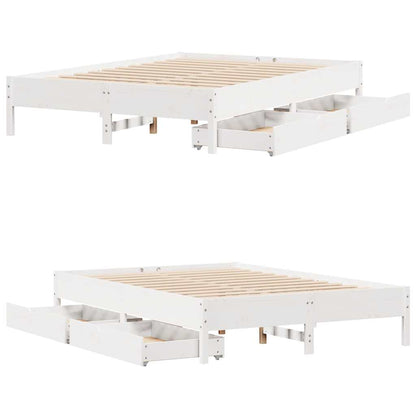 Bed Frame without Mattress White 160x200 cm Solid Wood Pine