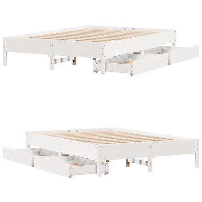 Bed Frame without Mattress White 120x200 cm Solid Wood Pine