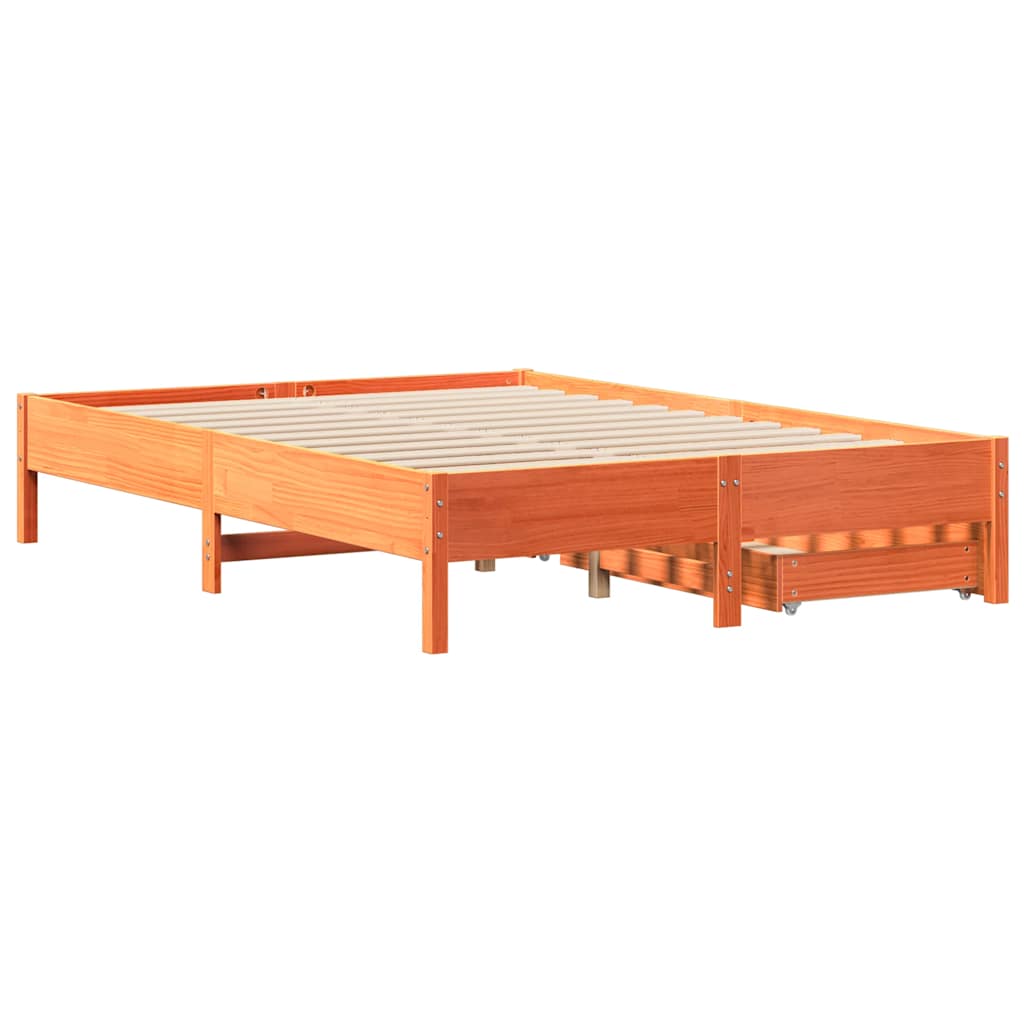Bed Frame without Mattress Wax Brown 120x200 cm Solid Wood Pine