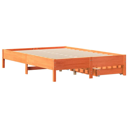 Bed Frame without Mattress Wax Brown 120x190 cm Small Double Solid Wood Pine