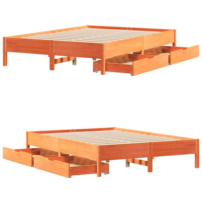 Bed Frame without Mattress Wax Brown 120x190 cm Small Double Solid Wood Pine