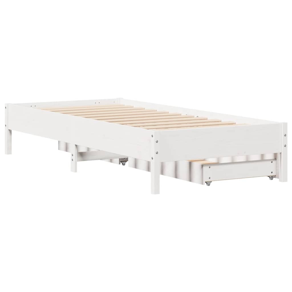 Bed Frame without Mattress White 75x190 cm Small Single Solid Wood Pine