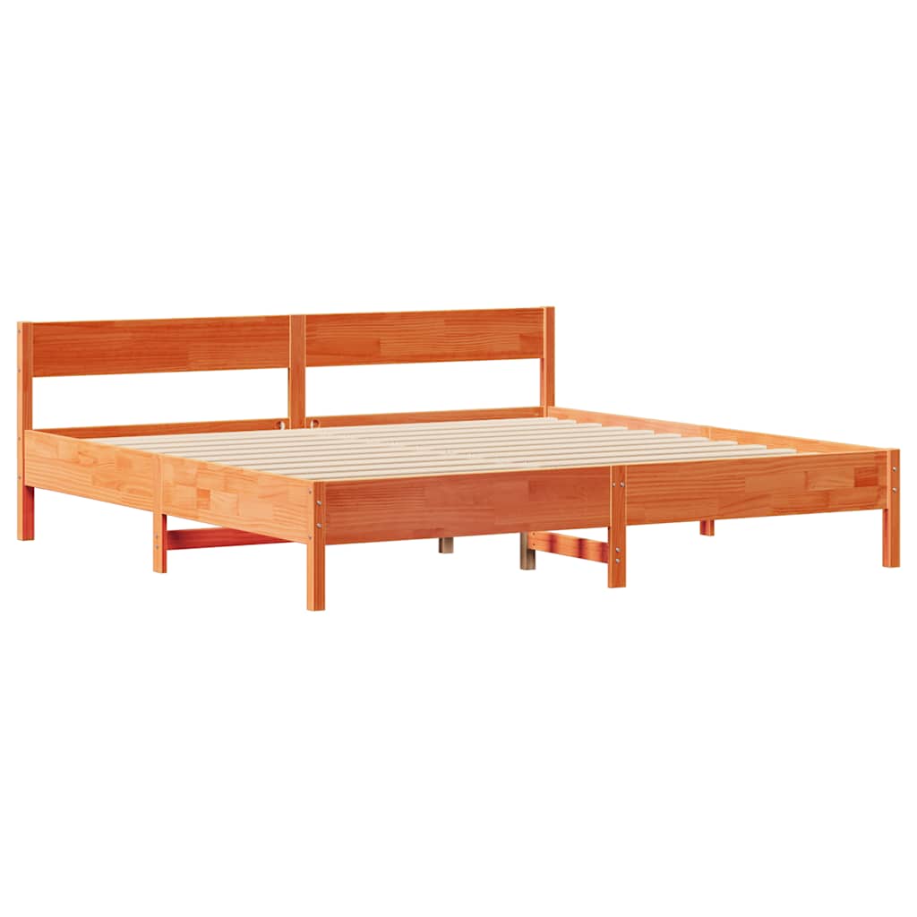 Bed Frame without Mattress Wax Brown 180x200 cm Super King Solid Wood Pine