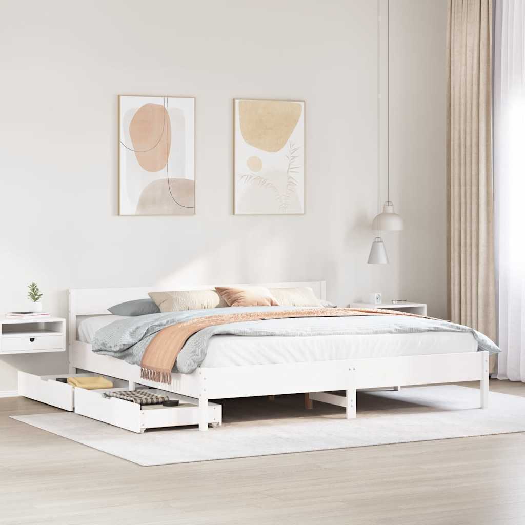 Bed Frame without Mattress White 160x200 cm Solid Wood Pine