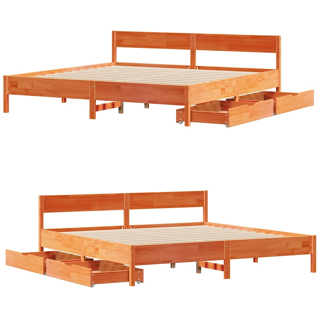 Bed Frame without Mattress Wax Brown 160x200 cm Solid Wood Pine