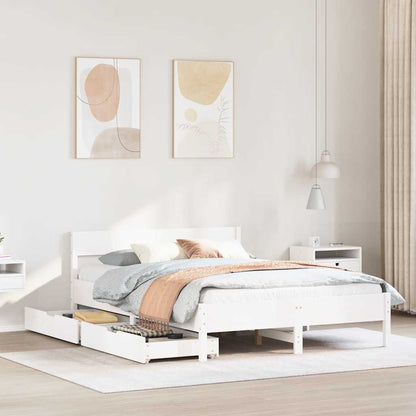Bed Frame without Mattress White 140x200 cm Solid Wood Pine