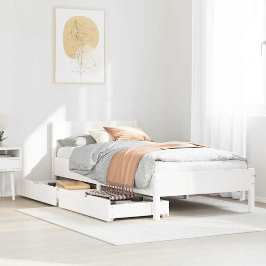 Bed Frame without Mattress White 100x200 cm Solid Wood Pine
