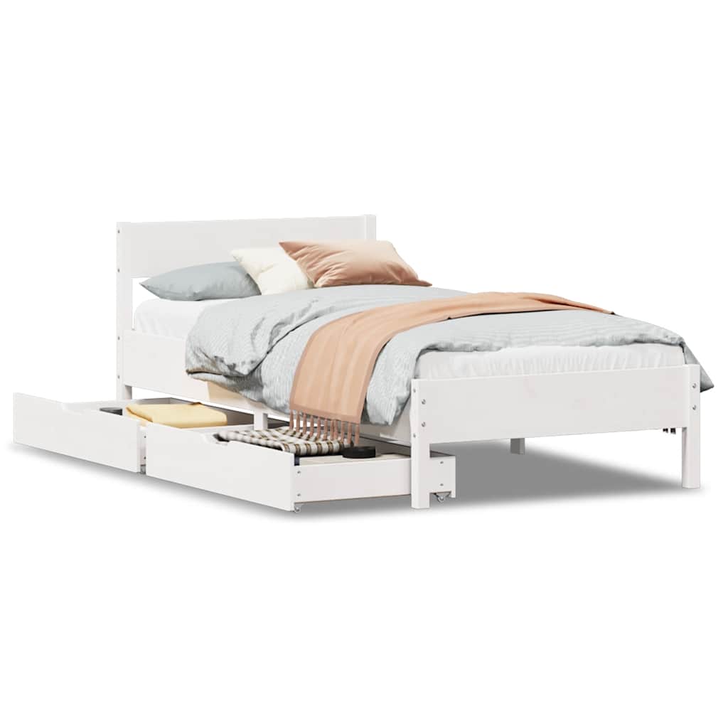 Bed Frame without Mattress White 75x190 cm Small Single Solid Wood Pine