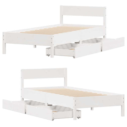 Bed Frame without Mattress White 75x190 cm Small Single Solid Wood Pine