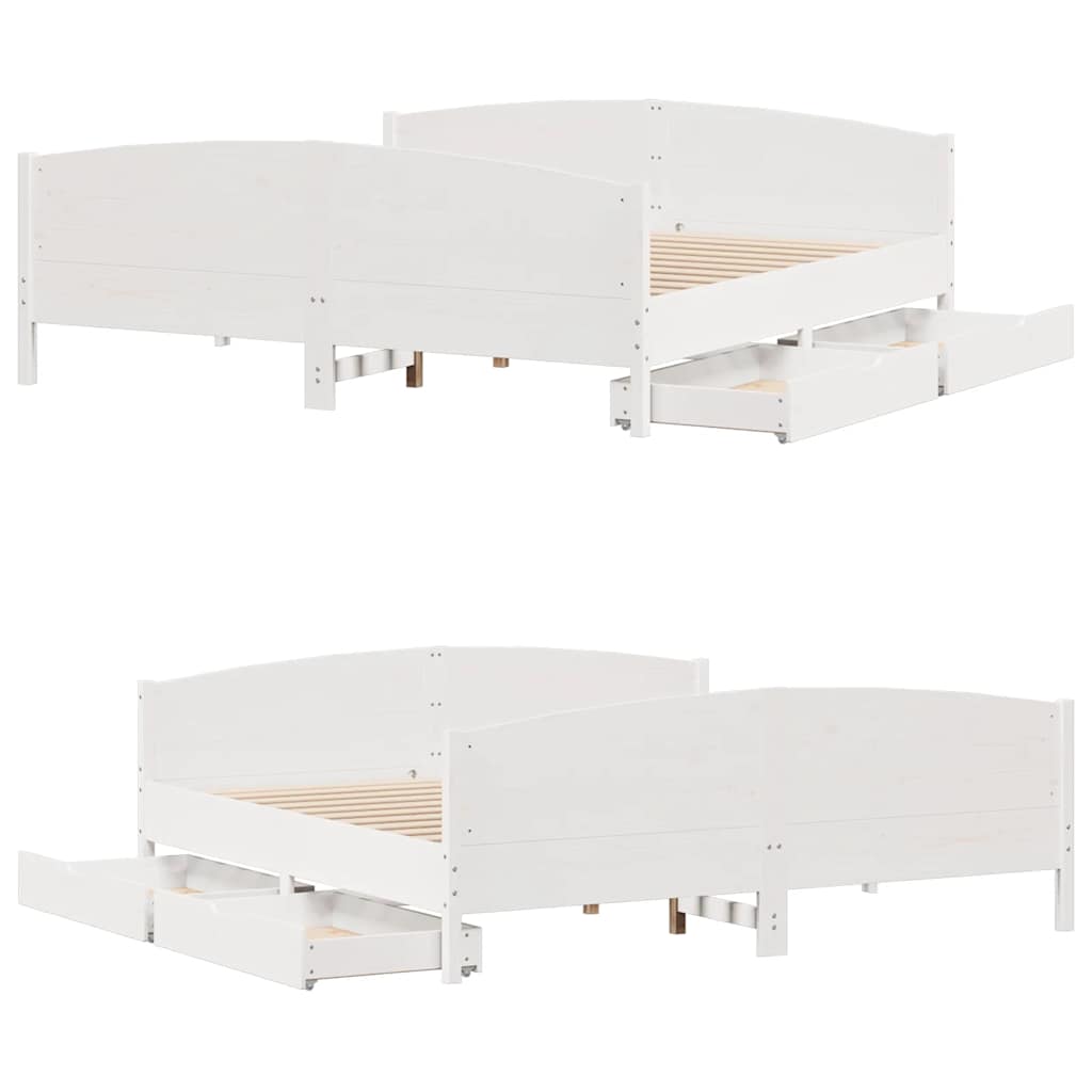 Bed Frame without Mattress White 200x200 cm Solid Wood Pine