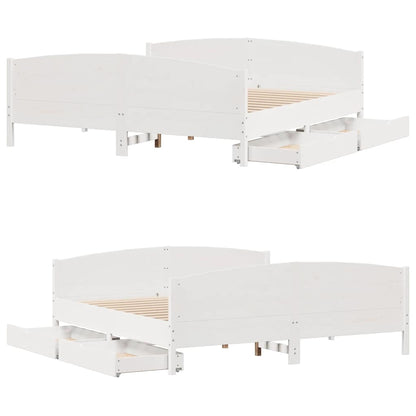 Bed Frame without Mattress White 200x200 cm Solid Wood Pine