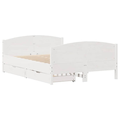 Bed Frame without Mattress White 150x200 cm King Size Solid Wood Pine