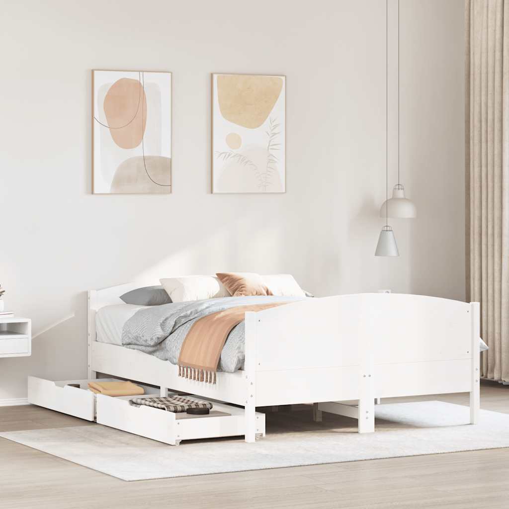 Bed Frame without Mattress White 120x200 cm Solid Wood Pine